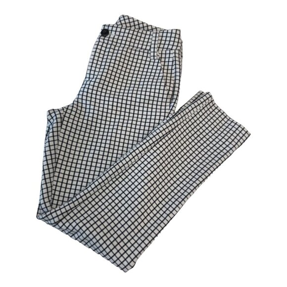 CAbi Women SZ 2 black-White Windowpanel Slim Ankle Trouser Pant -Business Casual - Picture 9 of 10
